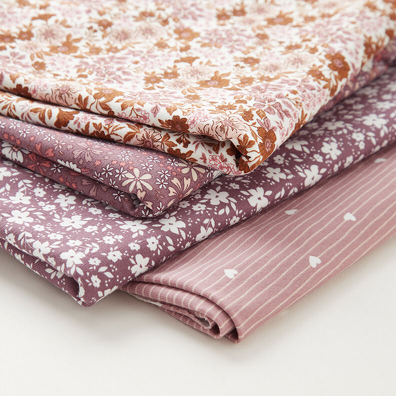 Cotton Jersey hearts and stripes – light dusky pink | Remnant 10cm, image number 6