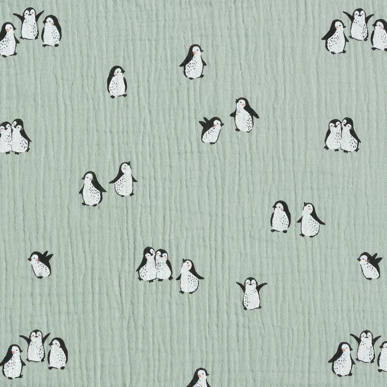 Double Gauze/Muslin happy penguins – reed,  image number 1
