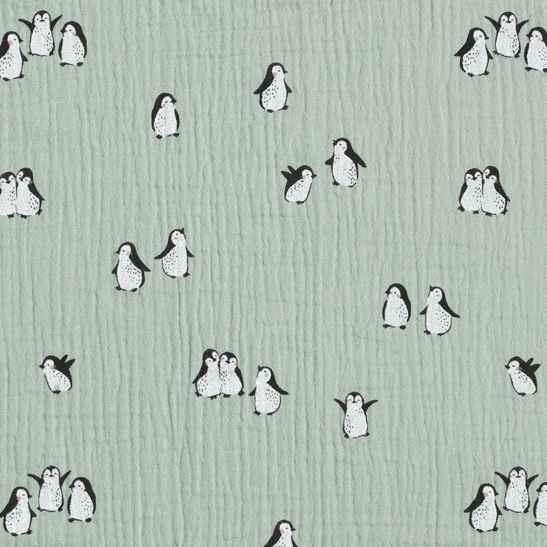Double Gauze/Muslin happy penguins – reed, image number 1