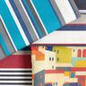 Outdoor Fabric Canvas mixed stripes – white/navy blue,  thumbnail number 5