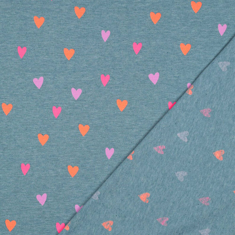 Cotton Jersey neon hearts | by Poppy – dove blue/neon orange,  image number 4