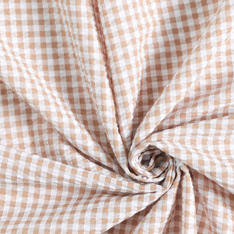 Seersucker Gingham Cotton Blend – beige,  image number 3