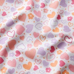 Cotton Flannel Colourful Hearts – white, 