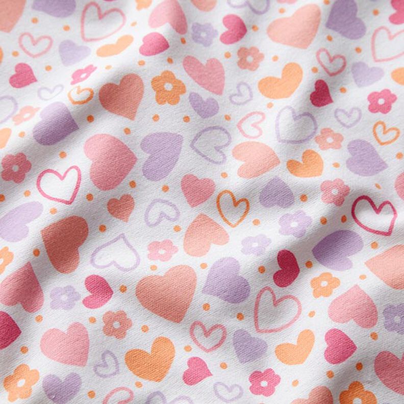 Cotton Flannel Colourful Hearts – white,  image number 2