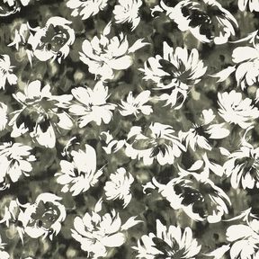 viscose fabric watercolor wild roses – dark pine/offwhite, 