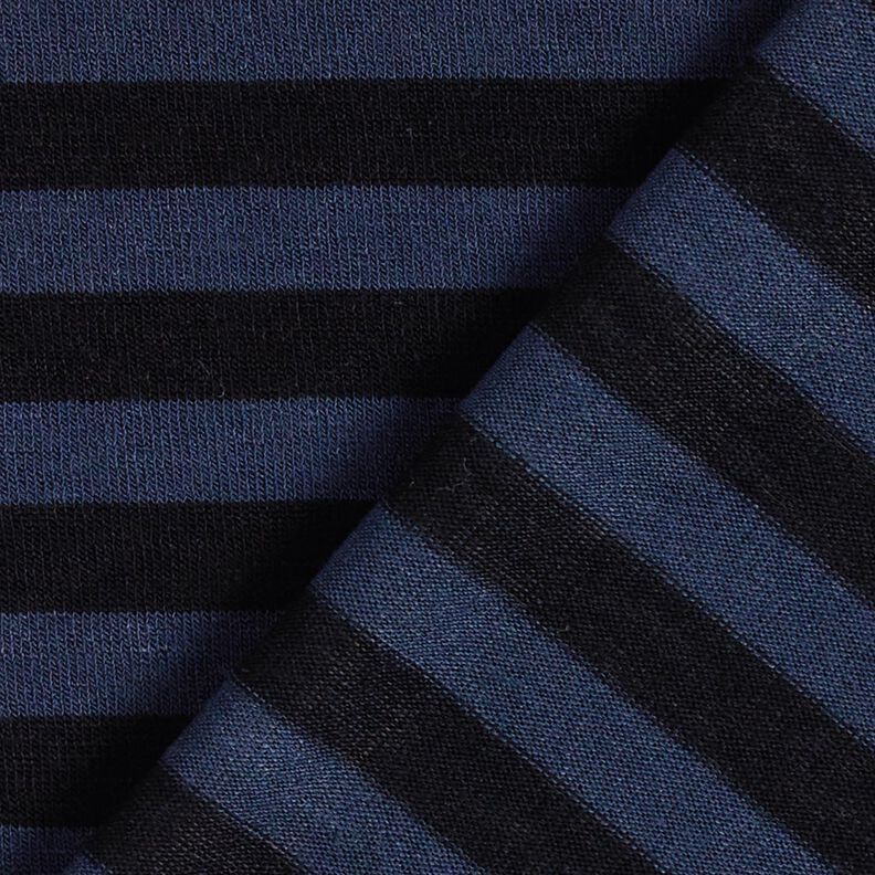 Jersey viscose silk blend stripes – navy blue/black,  image number 4