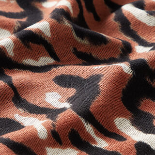 Romanit jersey, abstract leopard print pattern – copper, 