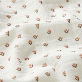 Double Gauze/Muslin mini tulips Digital Print – white, 