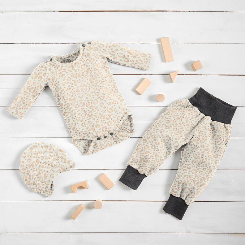 Ribbed Jersey delicate leopard print Digital Print &ndash; white,  image number 5