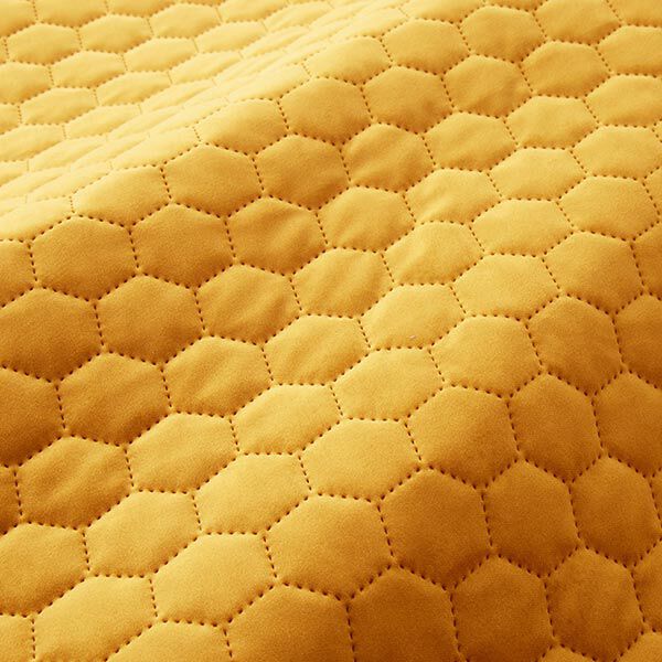 Upholstery Fabric Velvet Honeycomb Quilt – mustard,  image number 2