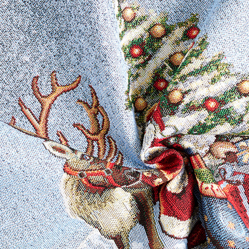 Decor Tapestry Fabric Santa Claus with Reindeer – blue, image number 3