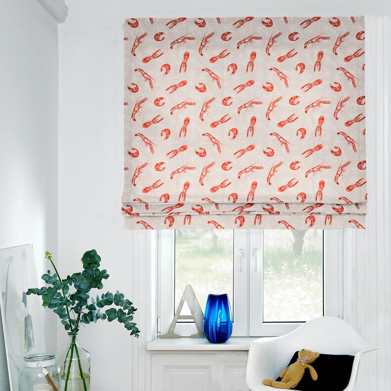 Decor Fabric Panama king prawns – cashew/fire red,  image number 6
