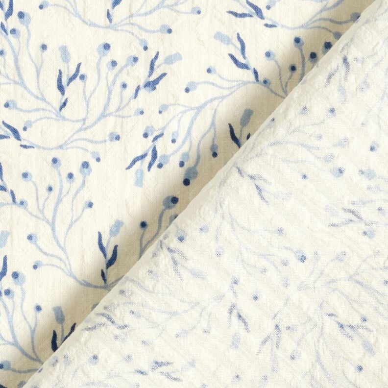 Seersucker delicate berry branches &ndash; offwhite/denim blue,  image number 4