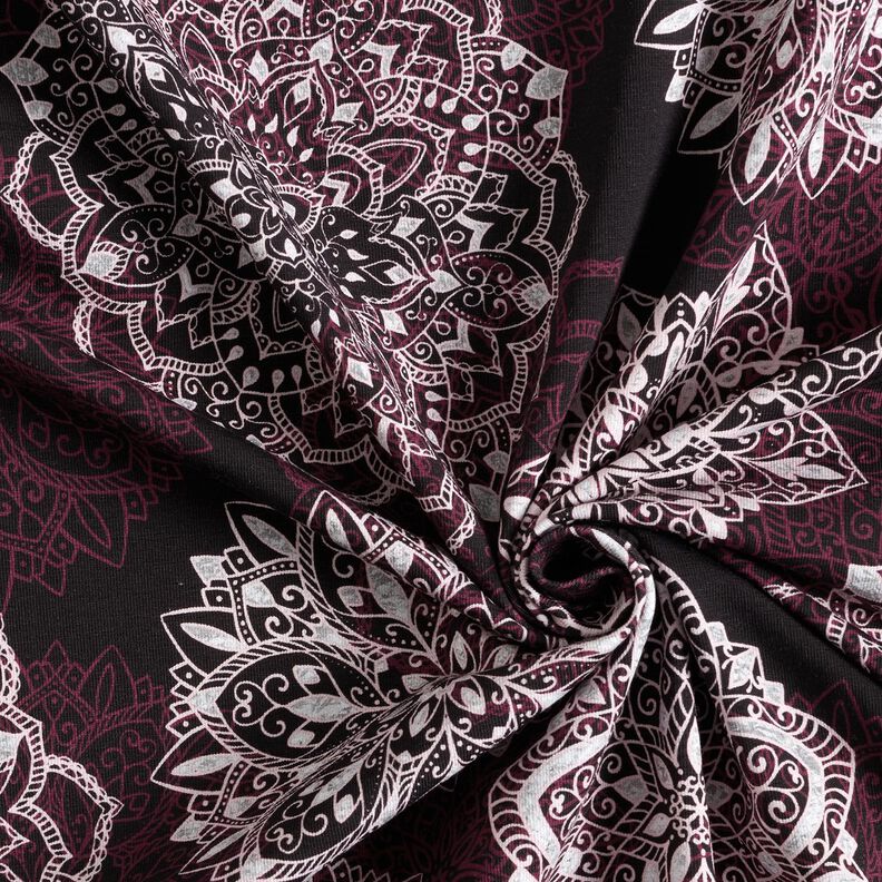 Cotton Jersey Mandalas | Glitzerpüppi – merlot/silver grey,  image number 3