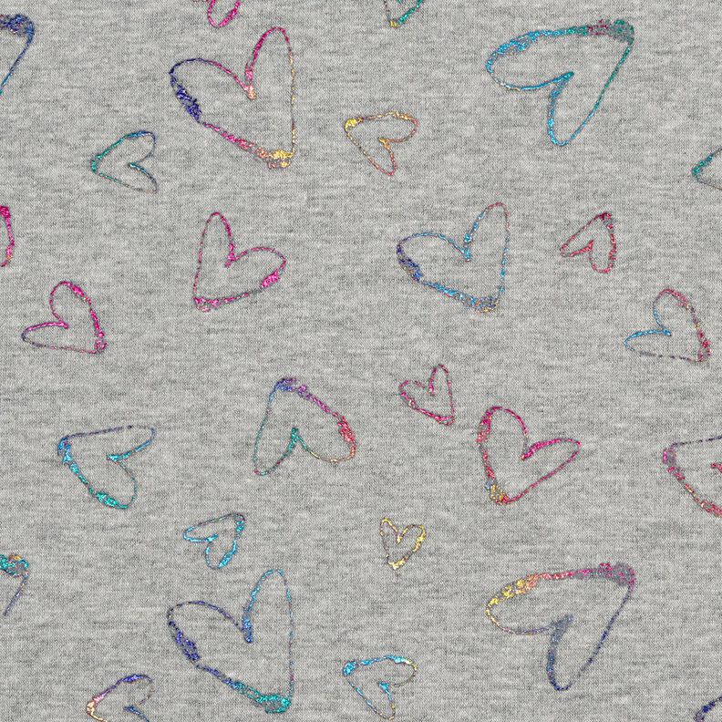 Alpine Fleece Glitter hearts Foil Print – light grey,  image number 1