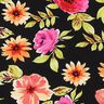 viscose fabric large flowers digital print – black/purple,  thumbnail number 1