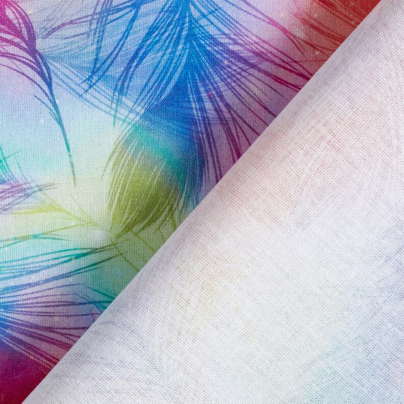 Cotton Poplin Rainbow Feathers Digital Print – royal blue/colour mix,  image number 4