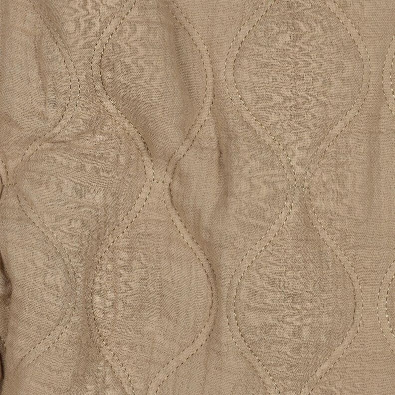 Quilted Fabric Muslin waves – dark beige,  image number 2