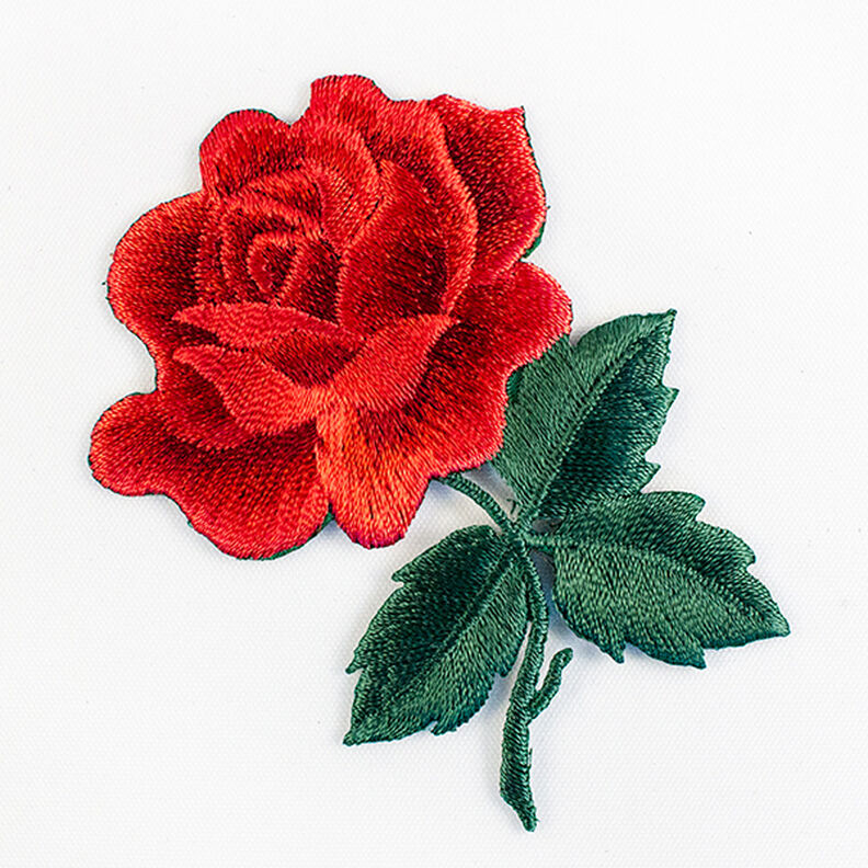 Appliqué Rose [ 7 x 7 cm ] – red/green,  image number 1
