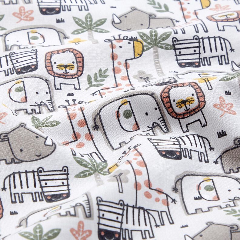Cotton Cretonne small wild animals – silver grey, image number 2