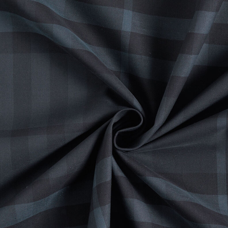 Tartan check shirt fabric – midnight blue/black,  image number 3
