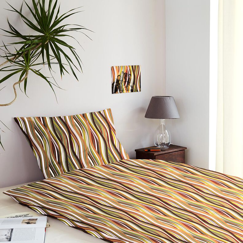 Cotton Cretonne wavy stripes &ndash; white/light orange,  image number 6