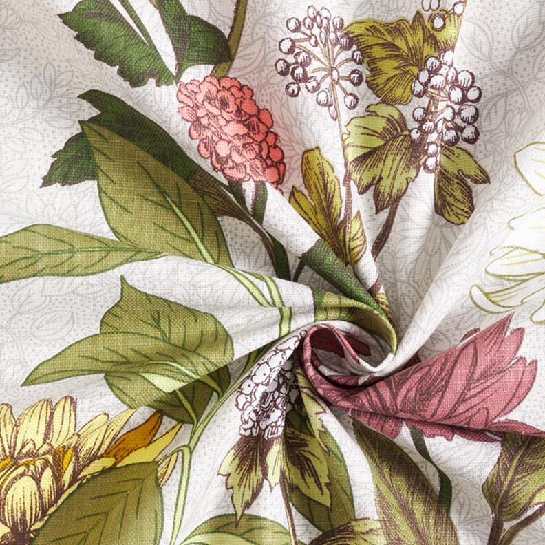 Decorative Panama fabric floral print – misty grey,  image number 4