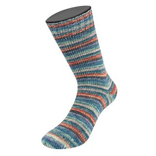 LANDLUST Sockenwolle „Bunte Ringel“, 100g | Lana Grossa – blue/red, 