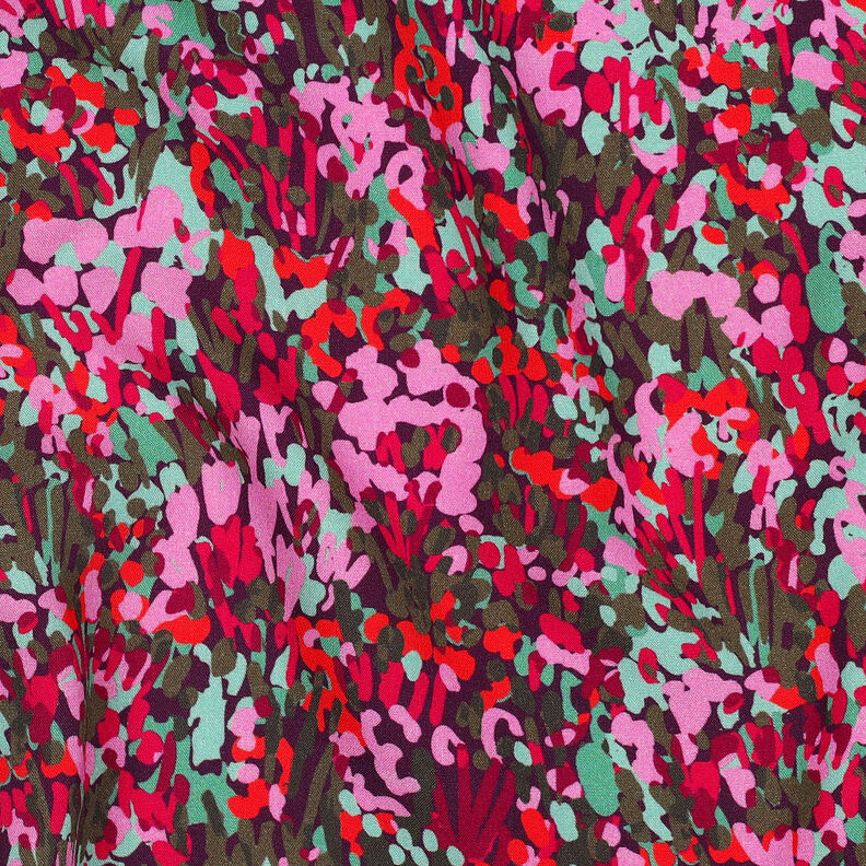 LENZING™ ECOVERO™ viscose fabric  Colorful Garden Digital Print | Nerida Hansen – plum/chili,  image number 2
