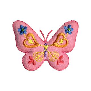 Butterfly appliqué [ 4,5 x 5,5 cm ] – pink/yellow, 