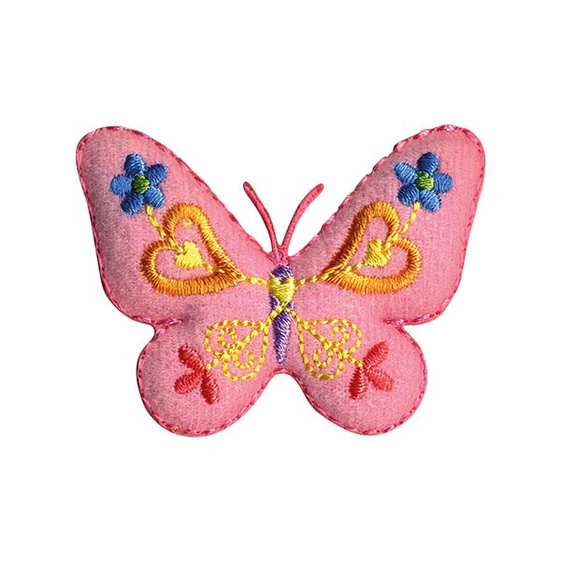 Butterfly appliqué [ 4,5 x 5,5 cm ] – pink/yellow,  image number 1