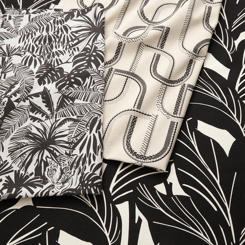 Decor Fabric Half Panama artistic lines – natural/black, image number 5