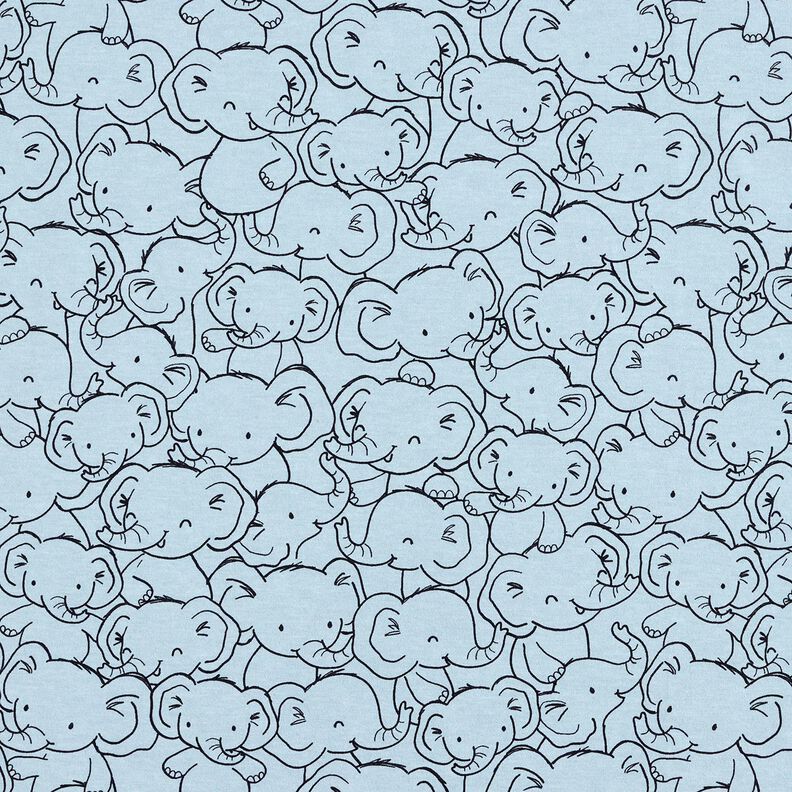 Cotton Blend Jersey Elephant swarm – silver blue, image number 1