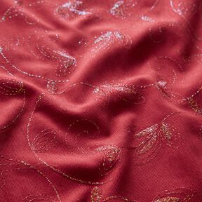 Fine cord glitter embroidery flowers – carmine, 