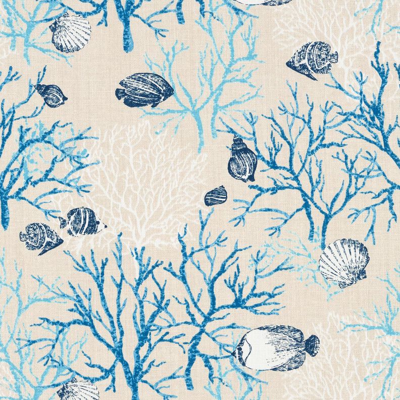 Decor Fabric Panama coral reef – light beige/turquoise,  image number 1
