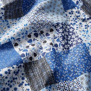 Cotton Cretonne patchwork-look – white/blue, 