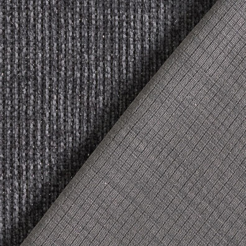 Glitter chenille – slate grey/metallic silver | Remnant 80cm,  image number 4