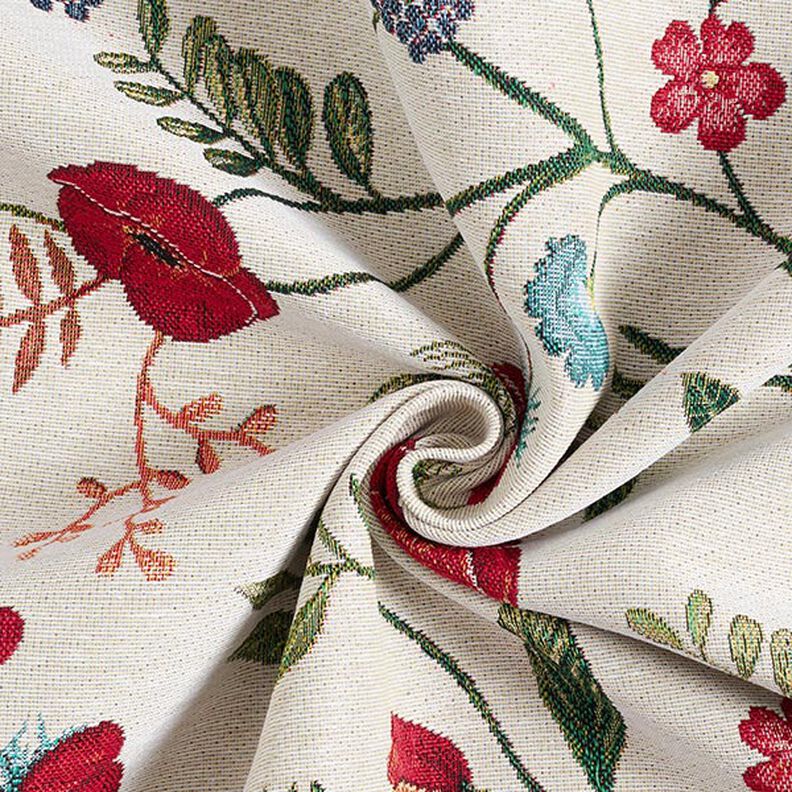 Decor Fabric Tapestry Fabric Poppies – offwhite/red,  image number 3