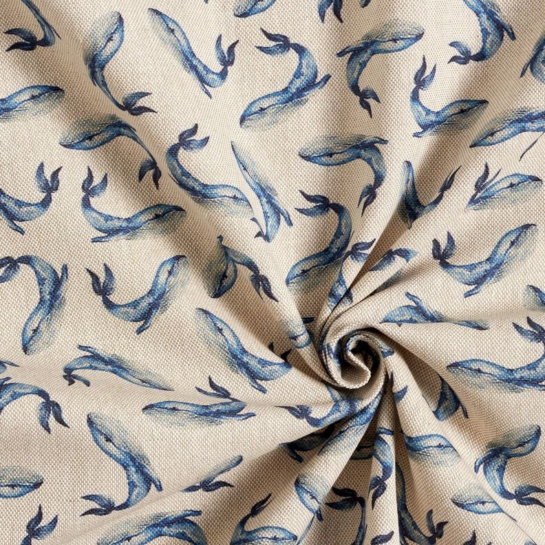 Decor Fabric Half Panama Whales &ndash; indigo/natural,  image number 3