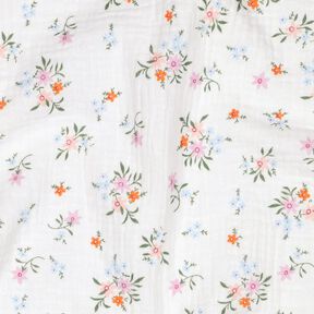 GOTS Double Gauze/Muslin cute little flowers  | Poppy Fabrics – ivory/orange, 