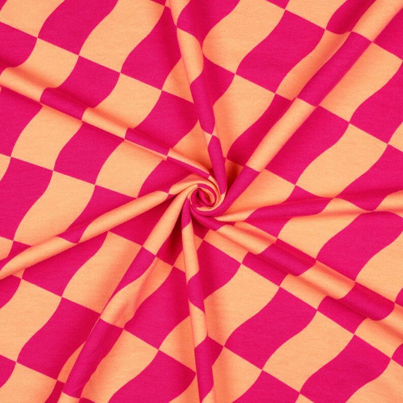 Softsweat wavy check| Poppy Fabrics – intense pink/peach orange,  image number 3