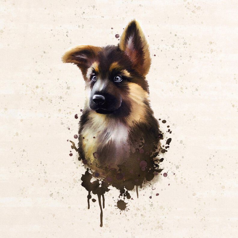 French Terry German Shepherd Panel | Glitzerpüppi – light beige,  image number 6
