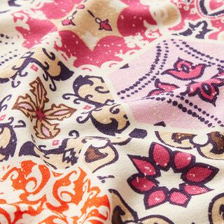 Viscose jersey boho tiles – natural/pink, 