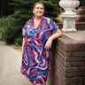 Sateen retro waves| Poppy Fabrics – navy blue/pink,  thumbnail number 5