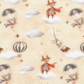 Alpine Fleece flying animals Digital Print – light beige, 