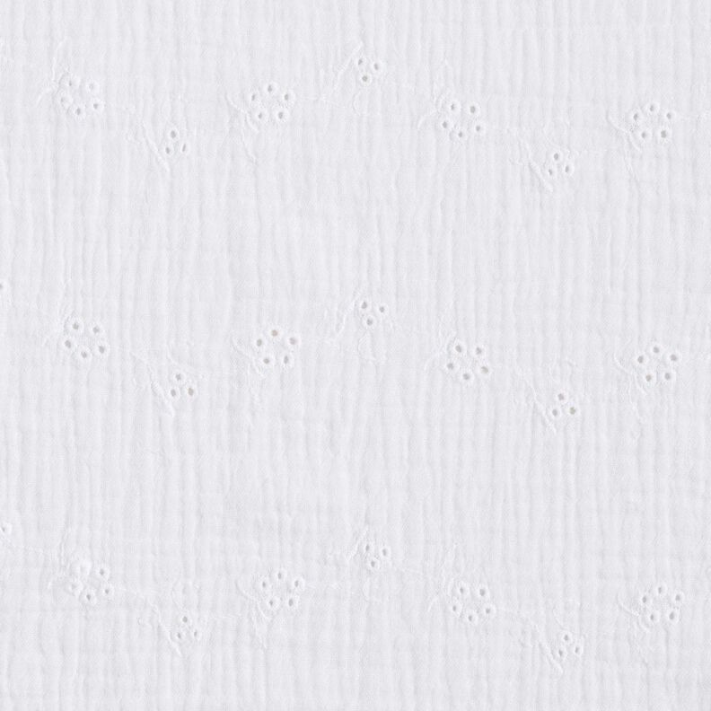 Double Gauze/Muslin Broderie Anglaise flower tendrils – white,  image number 1