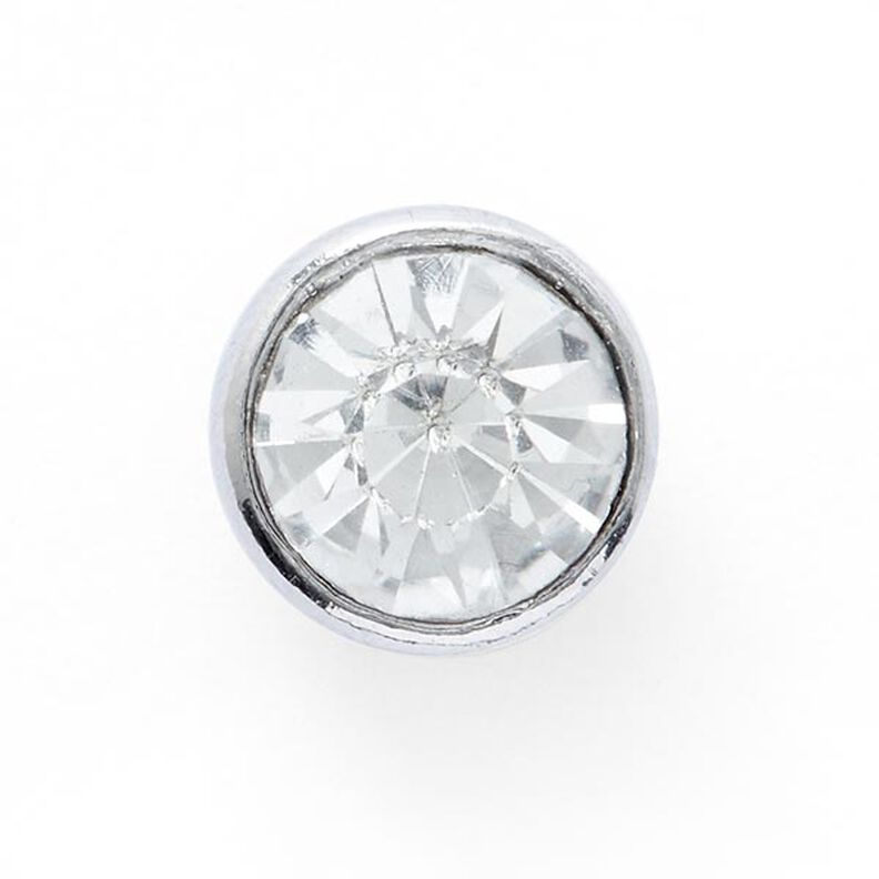 Rhinestone Metal Shank Button [ Ø10 mm ] – silver metallic,  image number 1