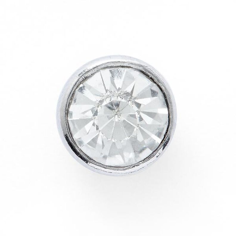 Rhinestone Metal Shank Button [  Ø10 mm ] – silver metallic,  image number 1