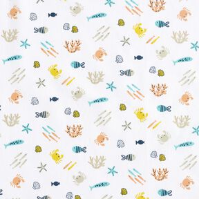 Cotton Poplin Underwater world – white, 