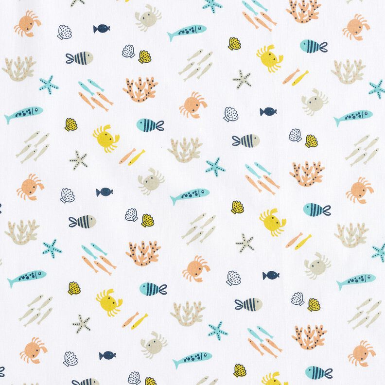 Cotton Poplin Underwater world – white,  image number 1